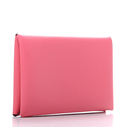 Hermes Evercolor Calvi Card Case Rose Azalee 3 of 7