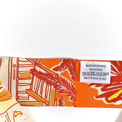 Hermes Silk Rayures D'ete Twilly Orange Corail Bleu 3 of 3