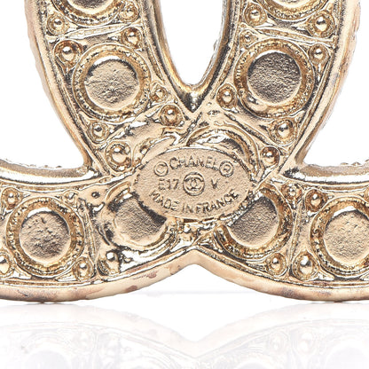 Chanel Crystal Pearl CC Brooch Gold 4 of 5