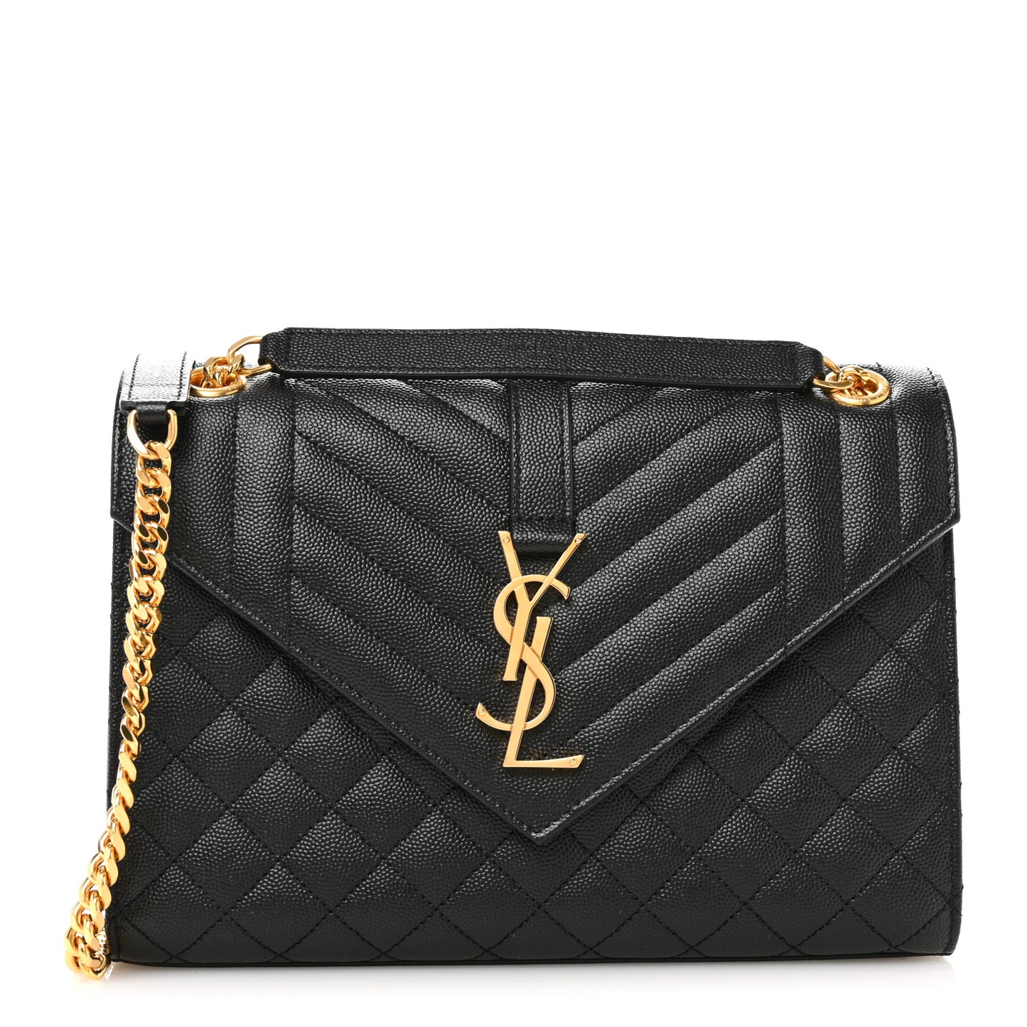 Grain De Poudre Textured Mixed Matelasse Triquilt Medium Monogram Satchel Black