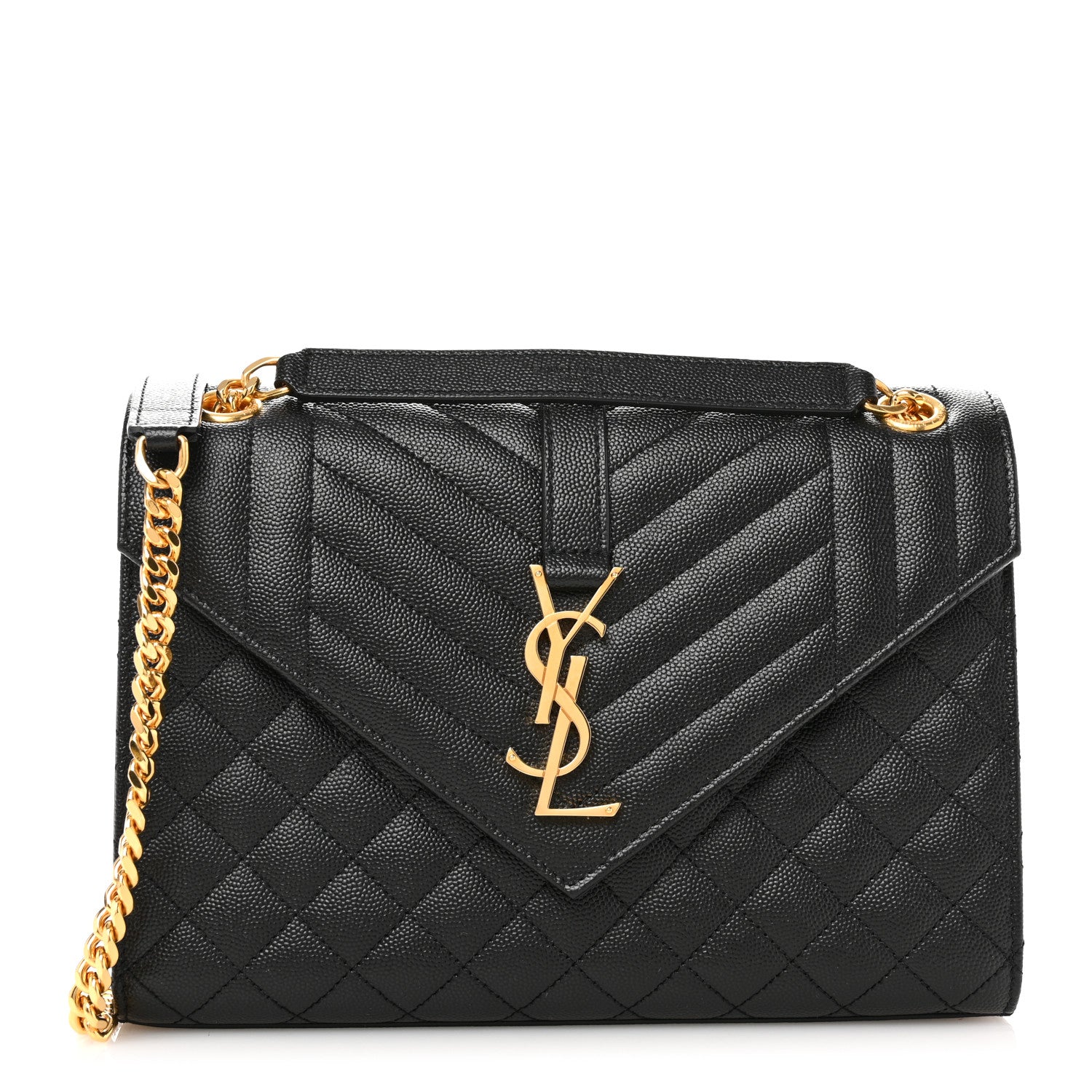 Saint Laurent Grain De Poudre Textured Mixed Matelasse Triquilt Medium Monogram Satchel Black 1 of 10