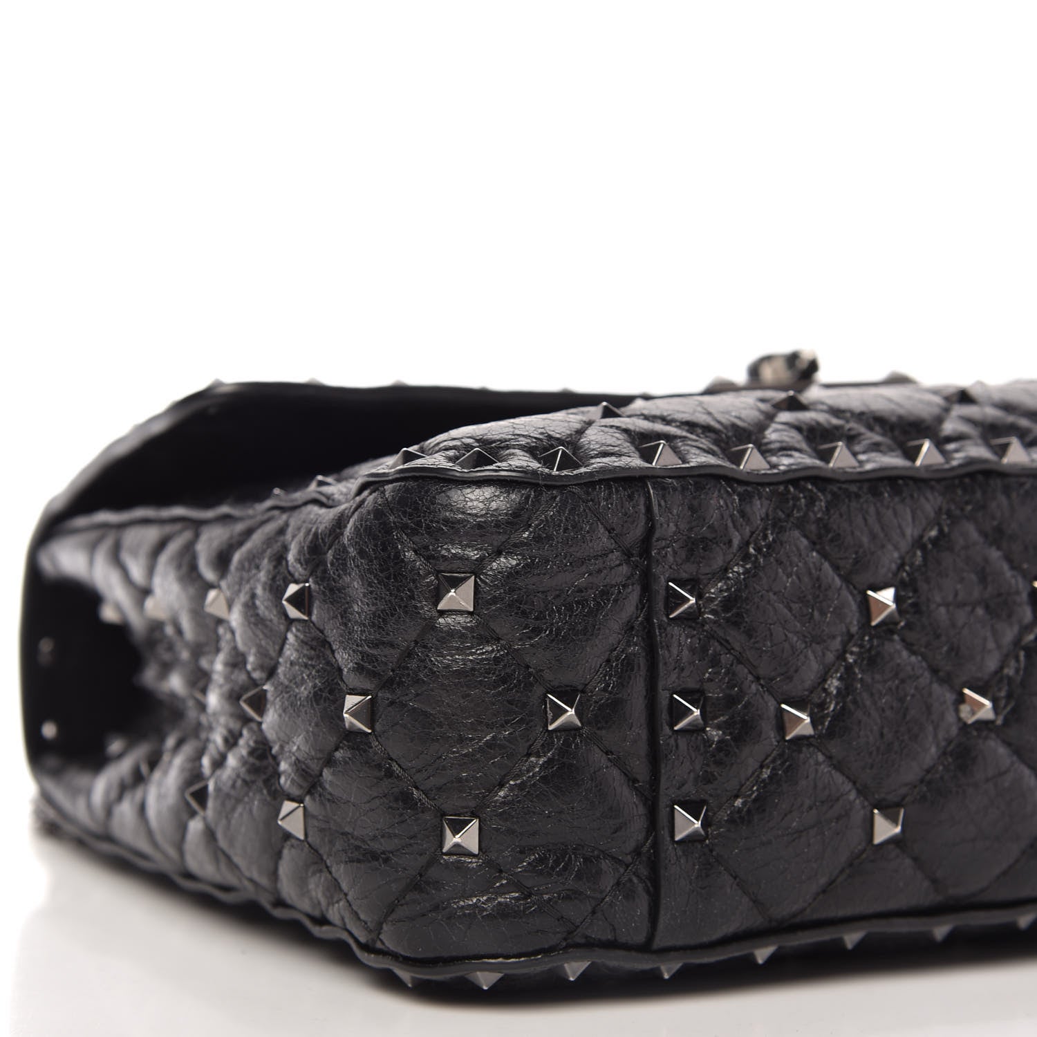 Valentino Garavani Craquele Nappa Medium Rockstud Spike Shoulder Bag Black 6 of 9