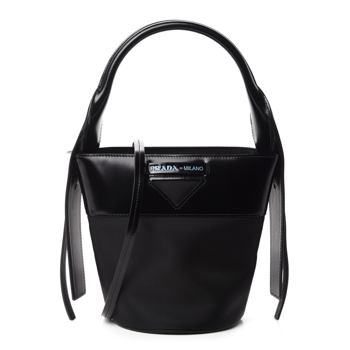 Prada Tessuto Spazzolato Ouverture Bucket Bag Black 1 of 12
