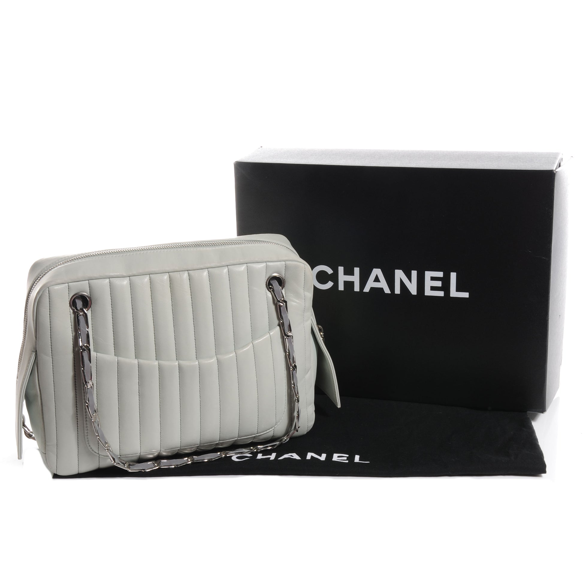 Chanel Lambskin Vertical Quilted Mademoiselle Camera Case Green 5 of 10