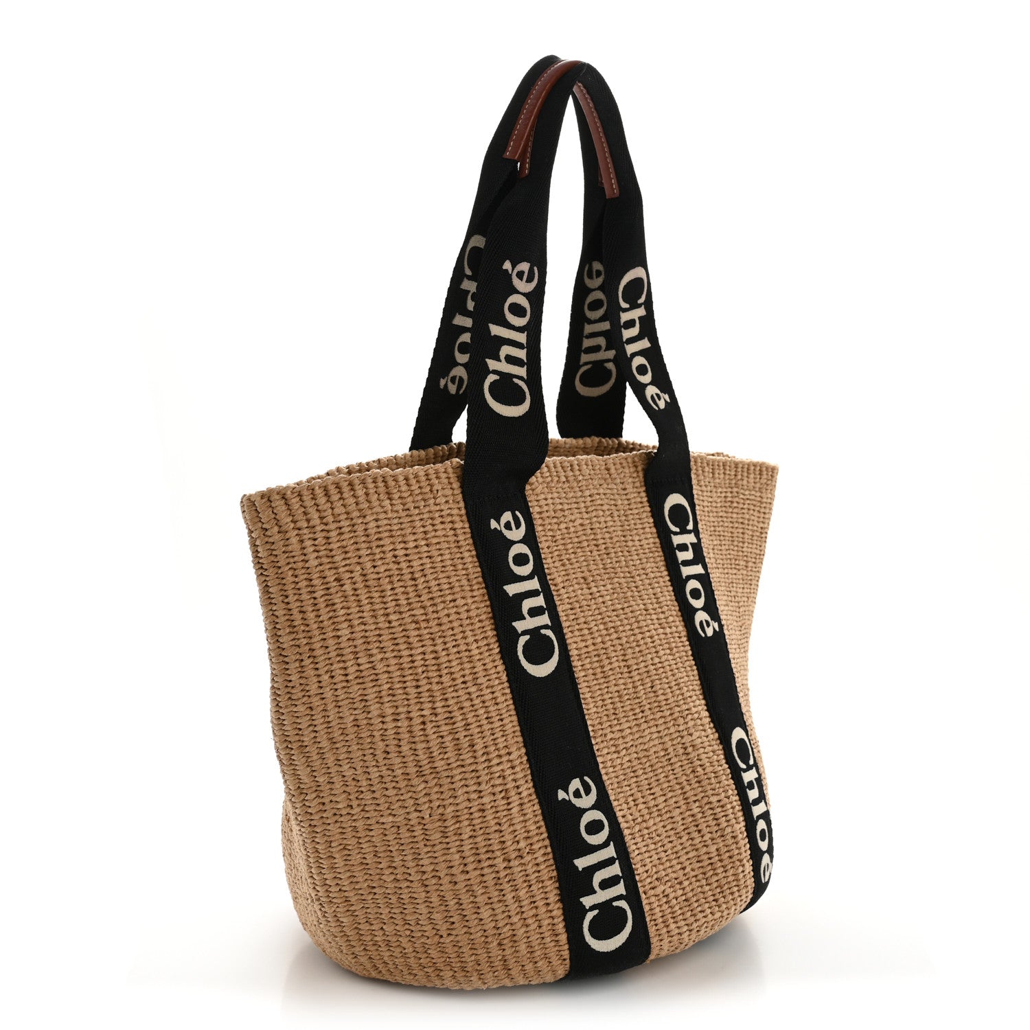 Chloe Raffia Large Woody Tote Black 3 of 9
