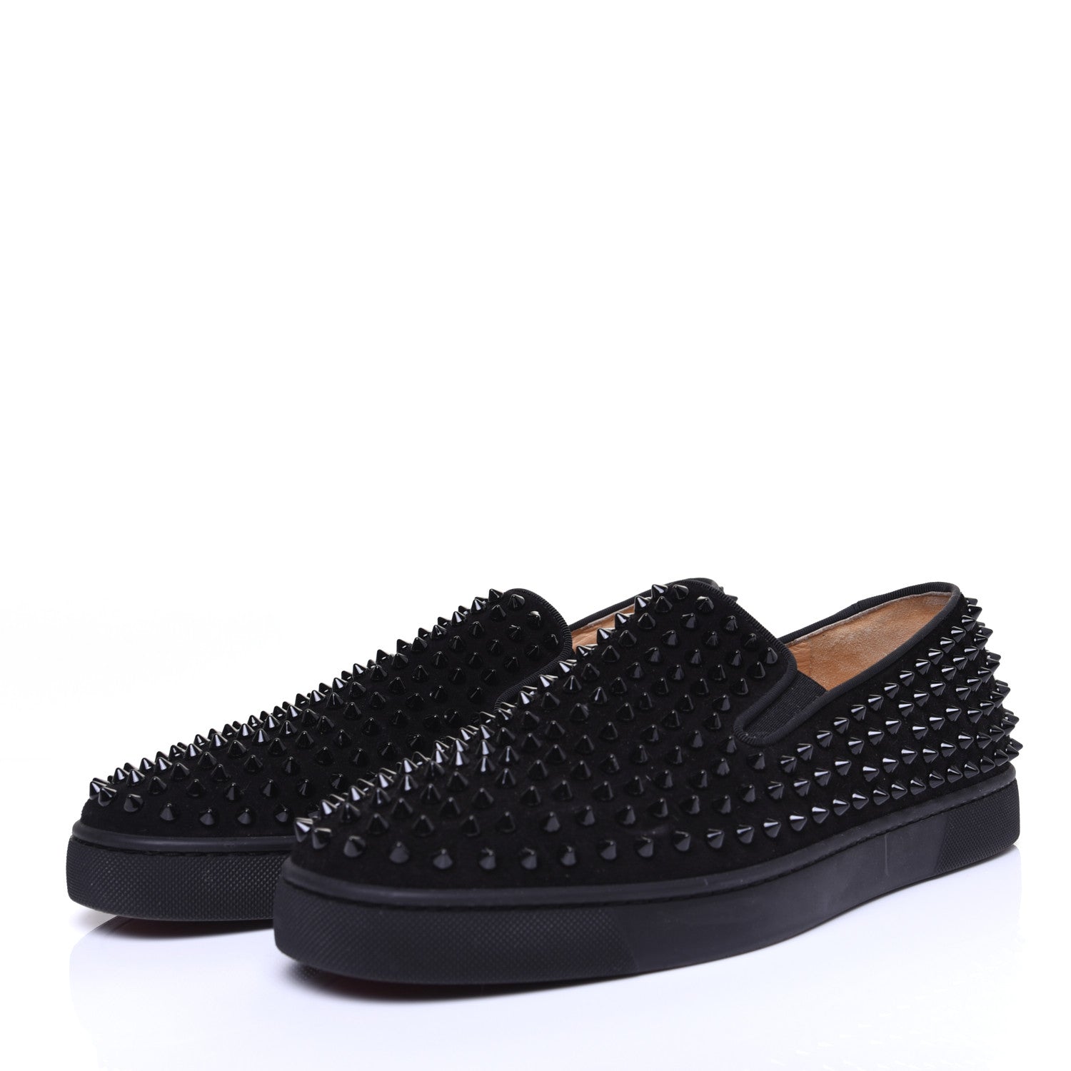 Christian Louboutin Velvet Spikes Mens Roller Boat Flats 44 Black 4 of 11