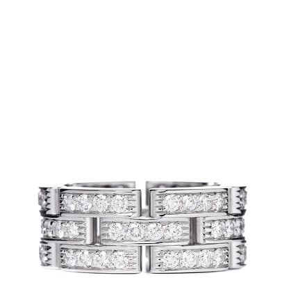 Cartier 18K White Gold Diamond Maillon Panthere 3 Rows Paved Ring 49 4.75 1 of 5