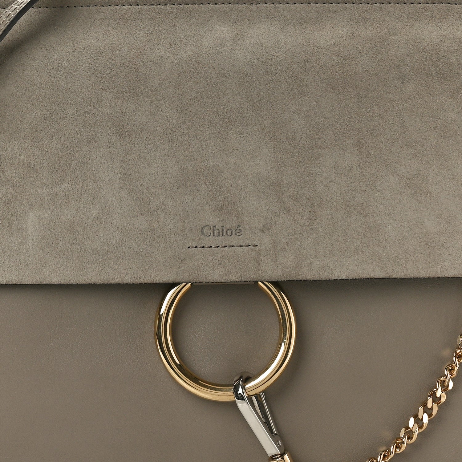 Chloe Calfskin Suede Medium Faye Shoulder Bag Motty Grey 8 of 10