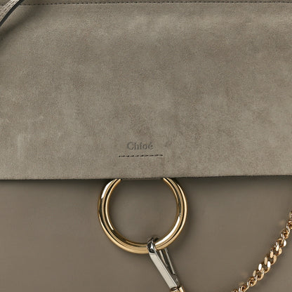 Chloe Calfskin Suede Medium Faye Shoulder Bag Motty Grey 8 of 10