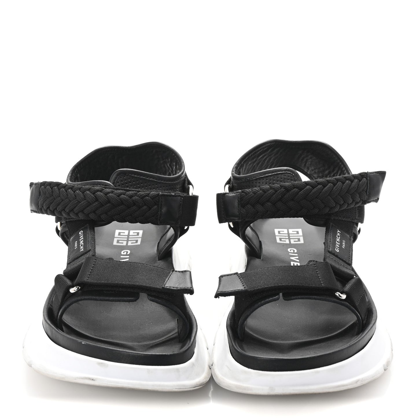 Calfskin Canvas Braided Spectre Sandals 42 Black