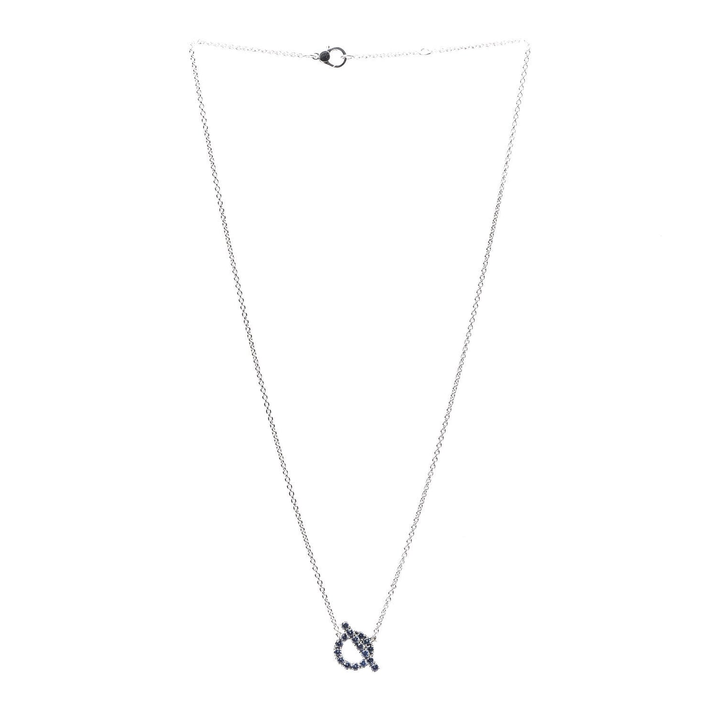 18K White Gold Blue Sapphire Finesse Pendant Necklace
