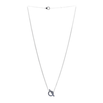 Hermes 18K White Gold Blue Sapphire Finesse Pendant Necklace 2 of 6