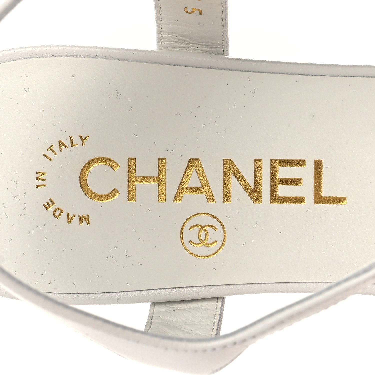 Chanel Lambskin Crystal CC Sandals 37 White 9 of 9