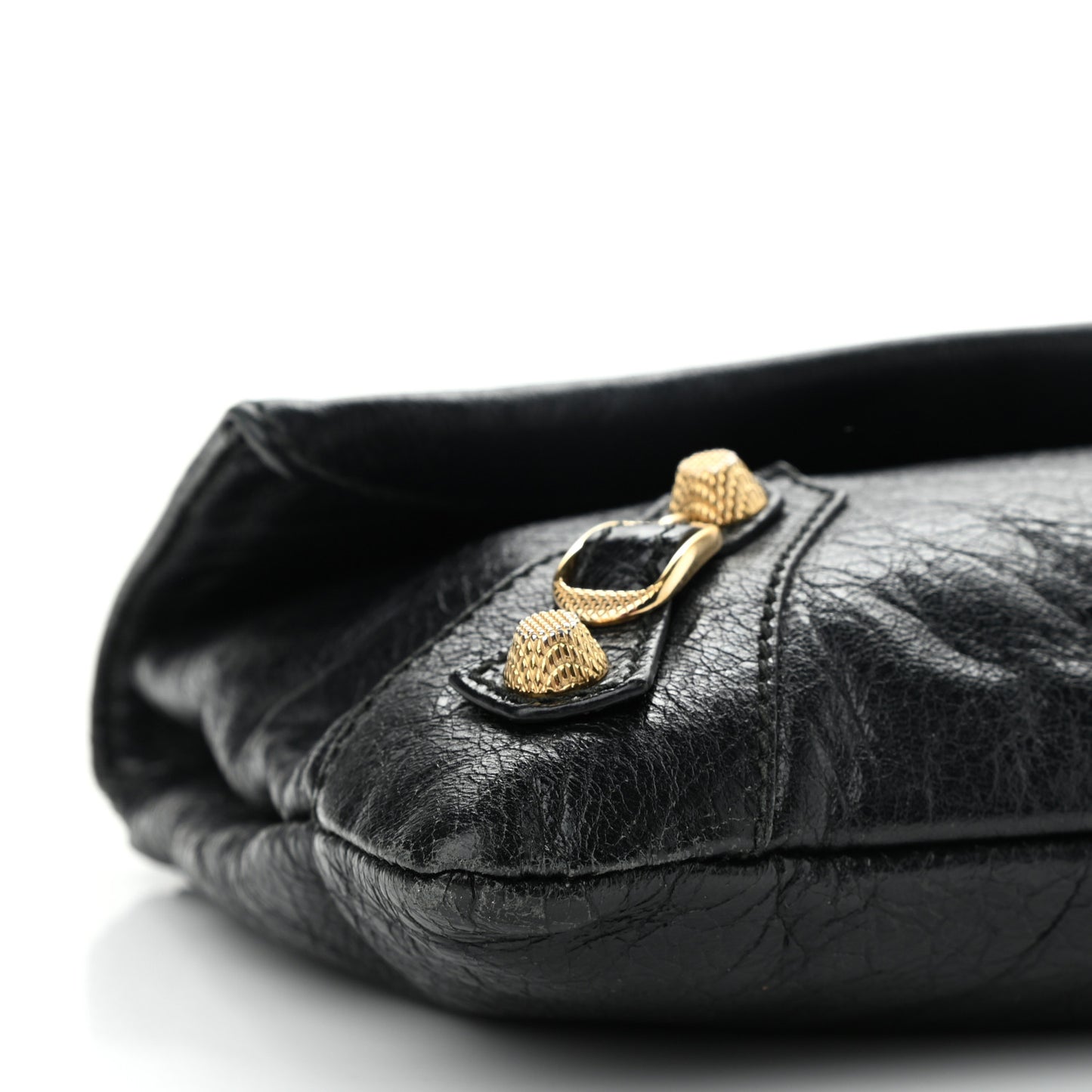 Agneau Giant 12 Gold Hardware Envelope Strap Clutch Black