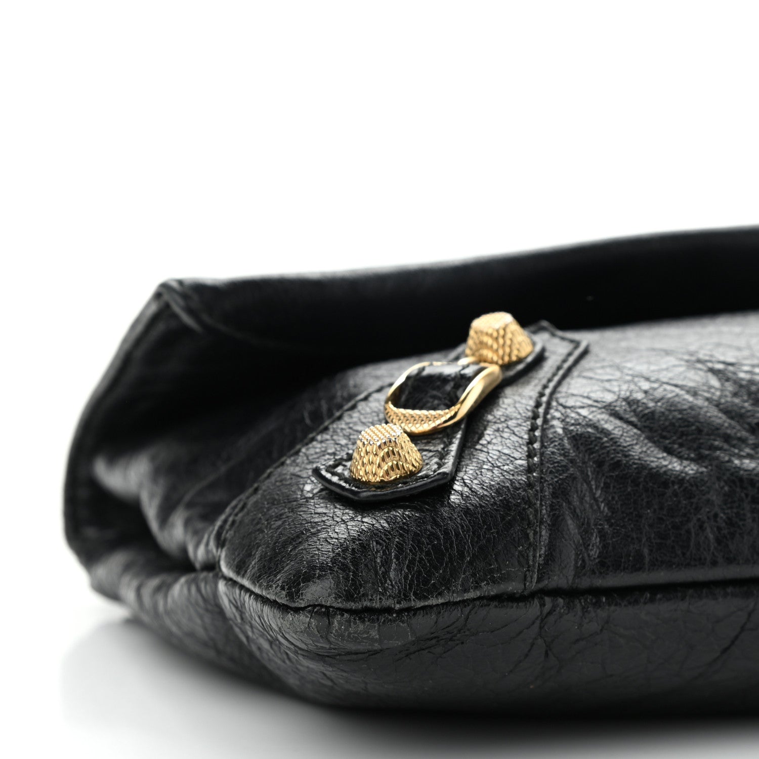 Balenciaga Agneau Giant 12 Gold Hardware Envelope Strap Clutch Black 9 of 12