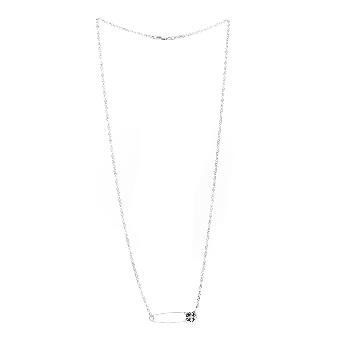 Sterling Silver Safety Pin Pendant Necklace