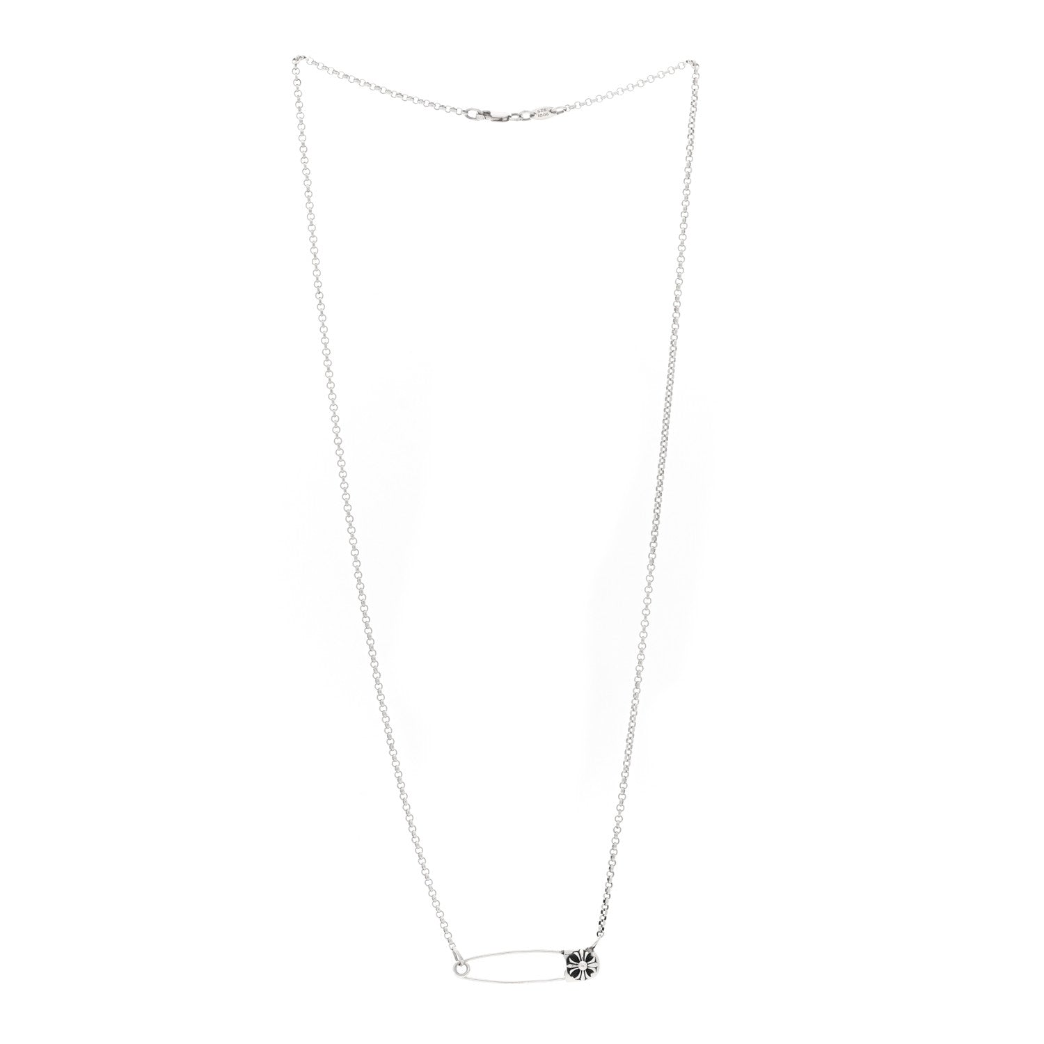 Chrome Hearts Sterling Silver Safety Pin Pendant Necklace 2 of 4