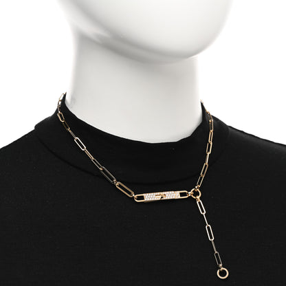 Hermes 18K Yellow Gold Diamond Pave PM Kelly Chaine Lariat Necklace SH 2 of 4