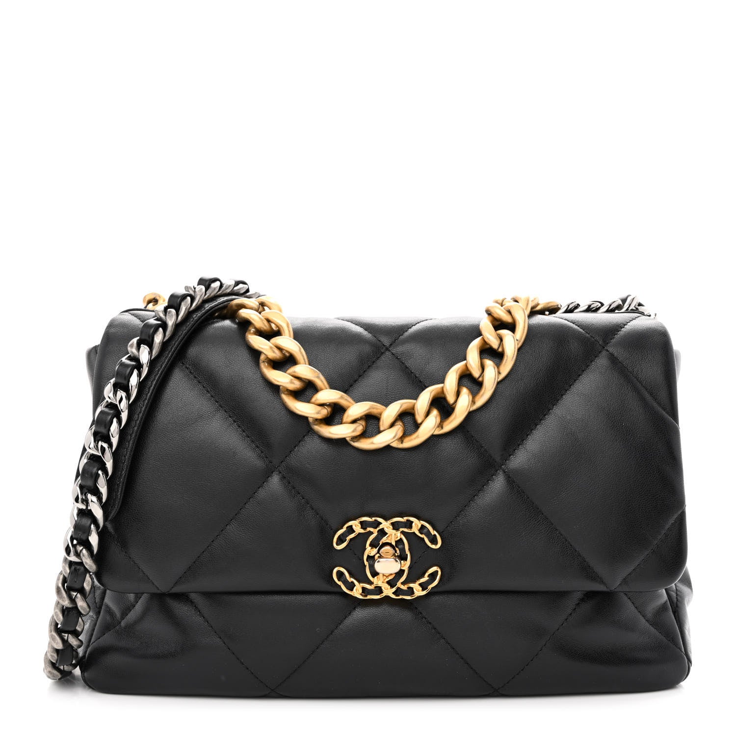 Chanel Goatskin Quilted Large Chanel 19 Flap Black 1 of 12