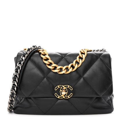 Chanel Goatskin Quilted Large Chanel 19 Flap Black 1 of 12