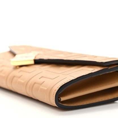 Fendi Vitello Soft F is Fendi Bi-Color FF 1974 Embossed Continental Envelope Wallet On Chain Miele Scuro 10 of 10