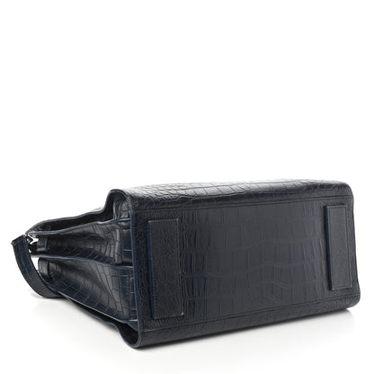 Saint Laurent Calfskin Crocodile Embossed Medium Souple Sac De Jour Medium Blue 4 of 9
