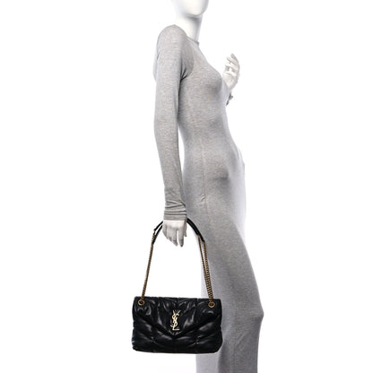 Saint Laurent Lambskin Quilted Small Loulou Puffer Monogram Chain Satchel Black 2 of 11