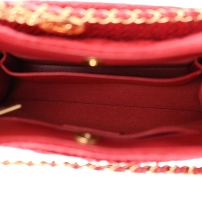 Chanel Tweed Quilted Small Wavy CC Hobo Red 5 of 10