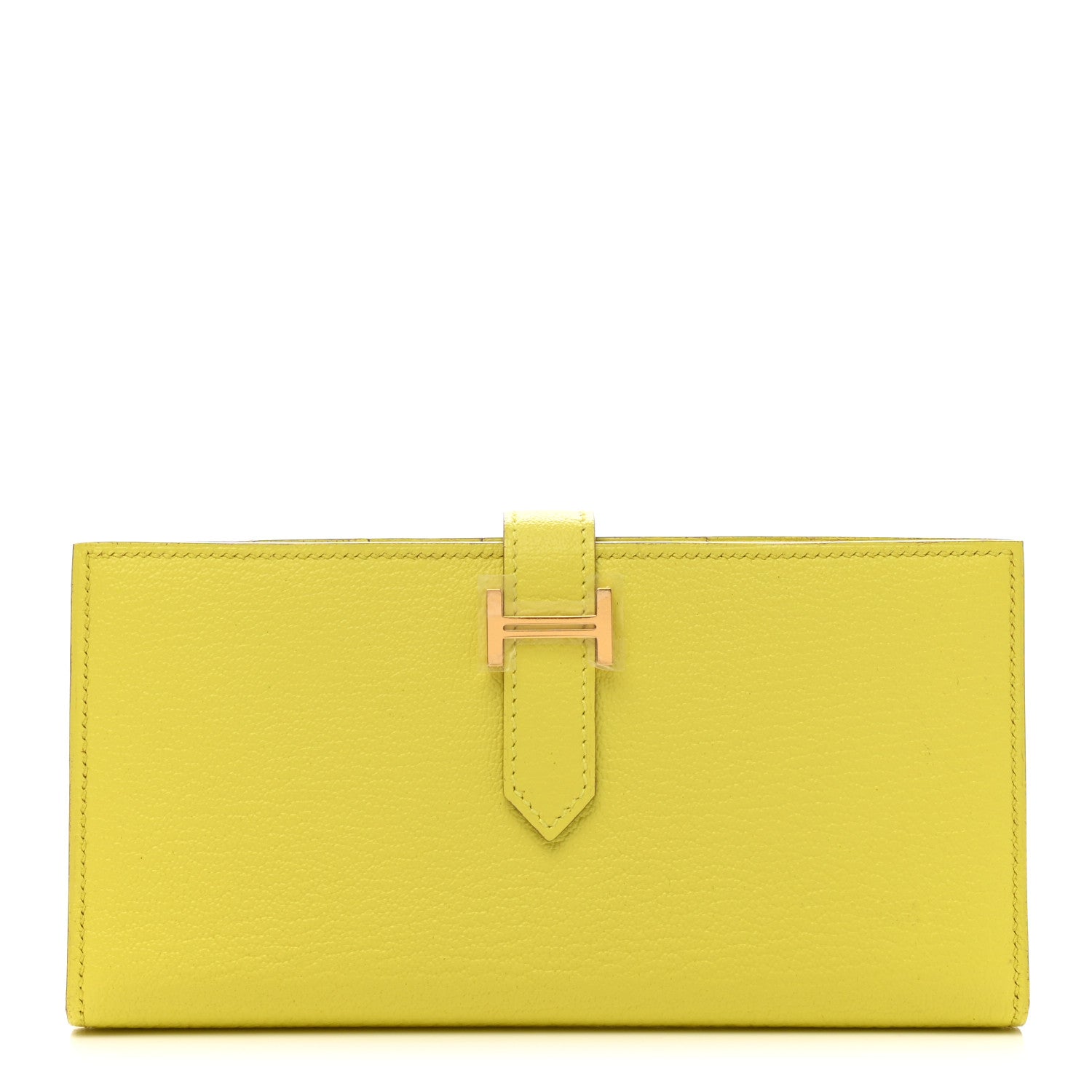 Hermes Chevre Mysore Bearn Gusset Wallet Lime 1 of 8