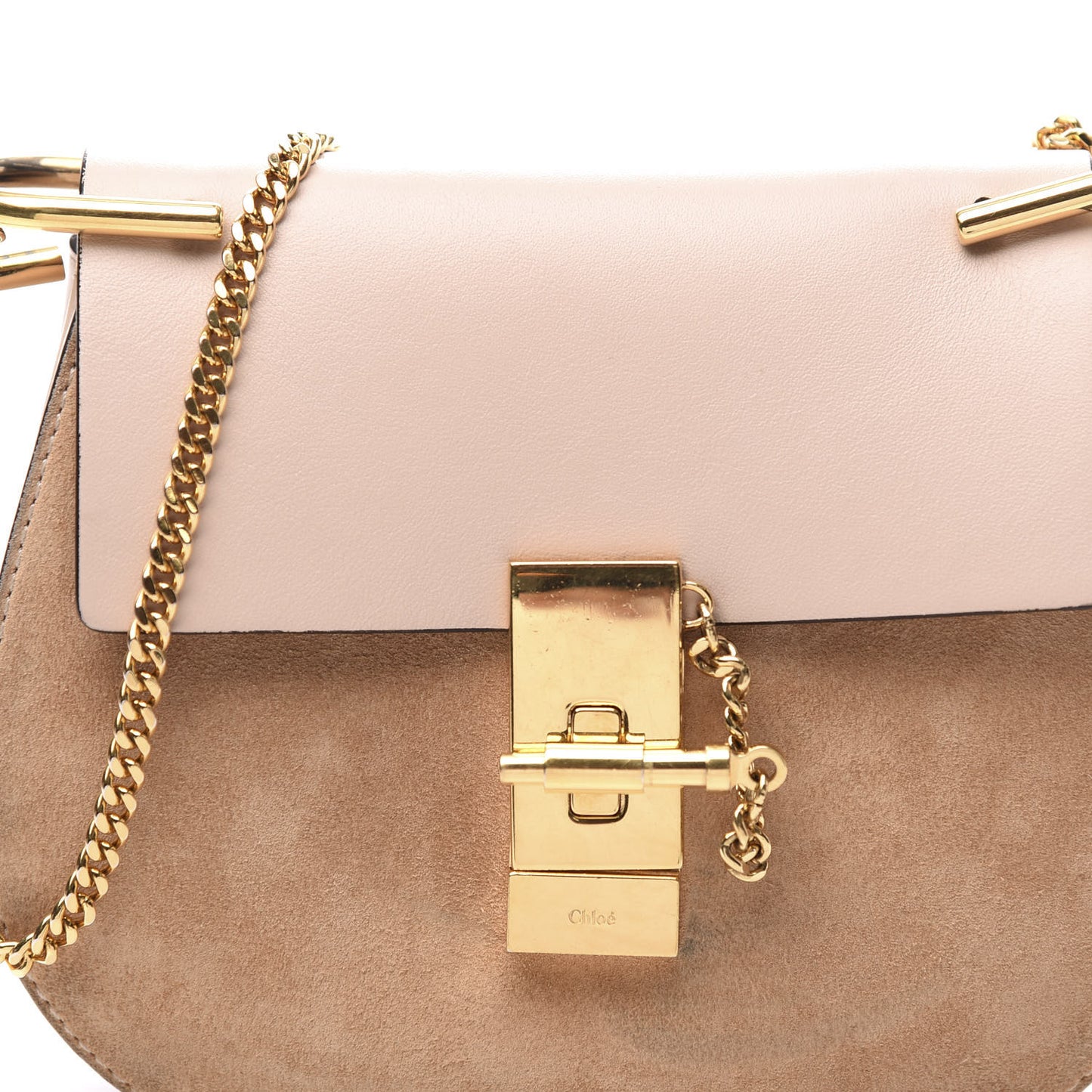 Suede Smooth Calfskin Mini Drew Shoulder Bag Cement Pink