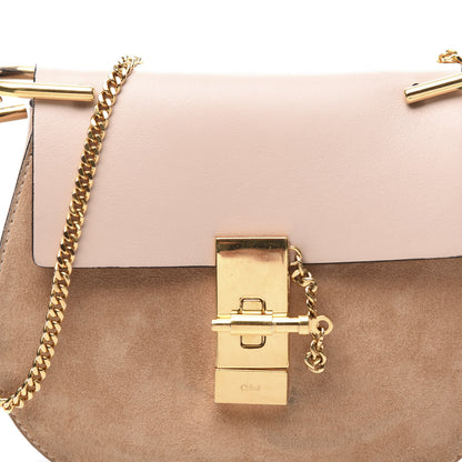 Chloe Suede Smooth Calfskin Mini Drew Shoulder Bag Cement Pink 10 of 10