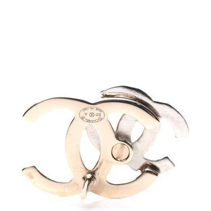 Chanel Crystal Double CC Earrings Gold Silver 4 of 5