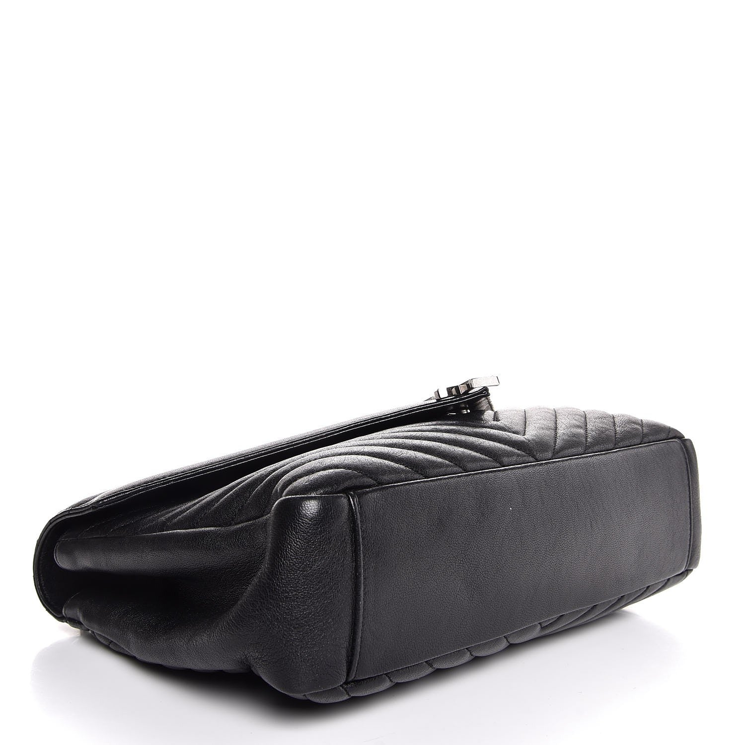 Saint Laurent Sheepskin Matelasse Chevron Monogram Large College Satchel Black 5 of 9