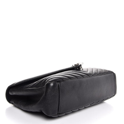Saint Laurent Sheepskin Matelasse Chevron Monogram Large College Satchel Black 5 of 9