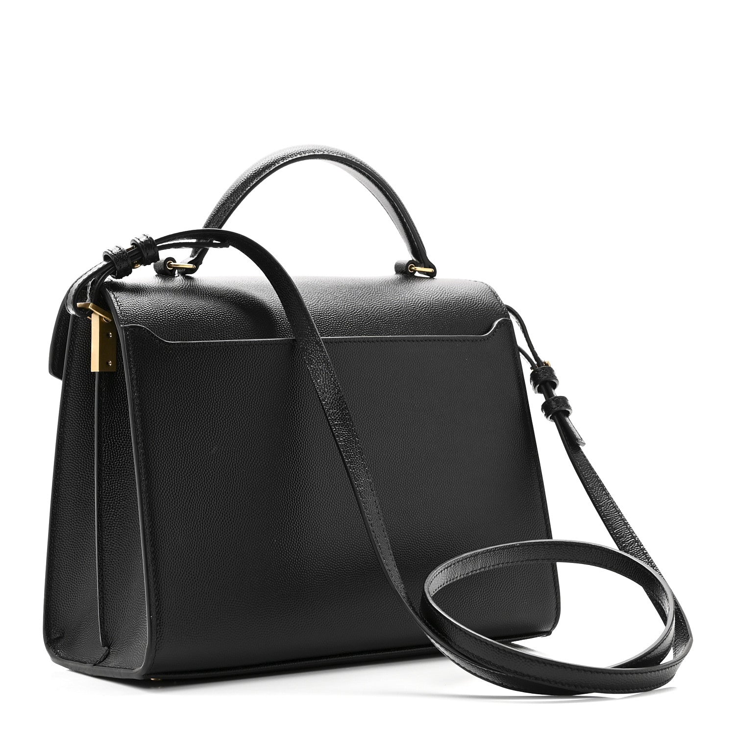 Saint Laurent Grain de Poudre Medium Classic Monogram Cassandra Top Handle Black 3 of 9