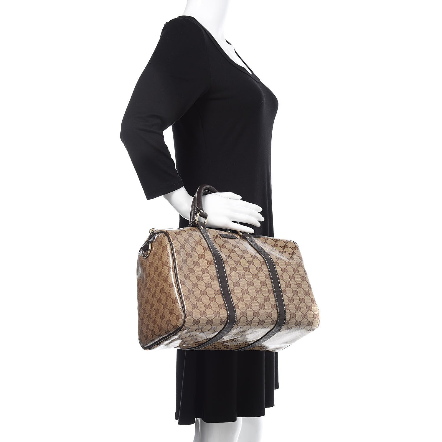 Gucci Crystal Monogram Medium Joy Boston Dark Brown 2 of 12