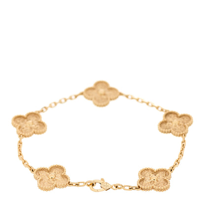 Van Cleef & Arpels 18K Yellow Gold 5 Motifs Vintage Alhambra Bracelet 2 of 4