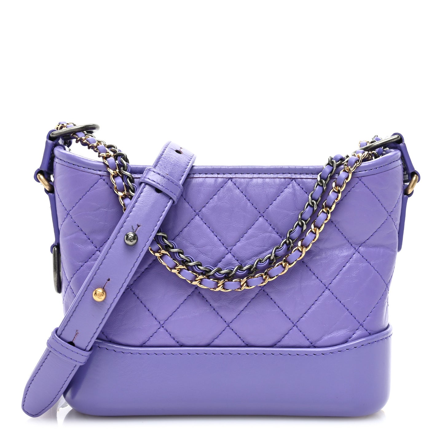 Aged Calfskin Quilted Small Gabrielle Hobo Purple