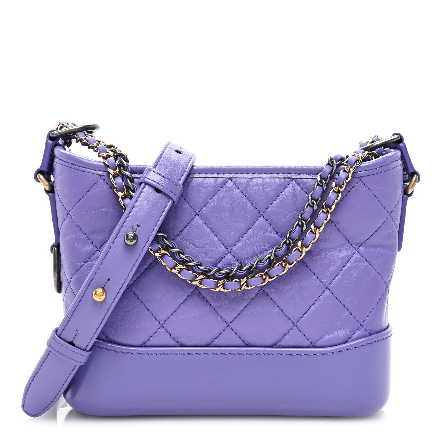 Chanel Aged Calfskin Quilted Small Gabrielle Hobo Purple 1 of 10