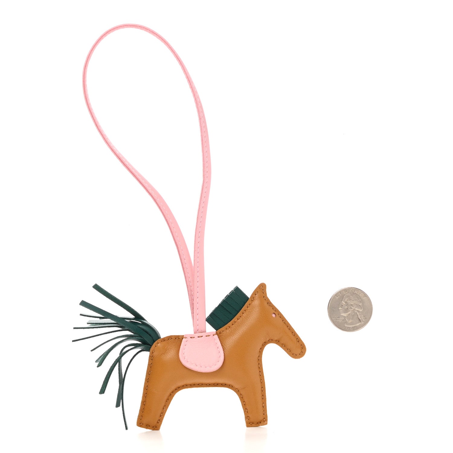 Hermes Milo Lambskin Grigri Rodeo Horse Bag Charm PM Sesame Malachite Rose Sakura 2 of 4