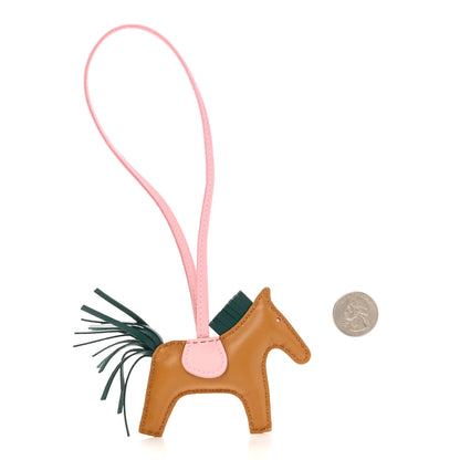 Hermes Milo Lambskin Grigri Rodeo Horse Bag Charm PM Sesame Malachite Rose Sakura 2 of 5