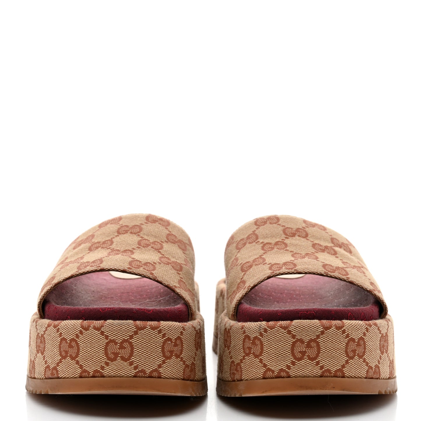Canvas GG Monogram Angelina Platform Slide Sandals 37 Beige Ruggine