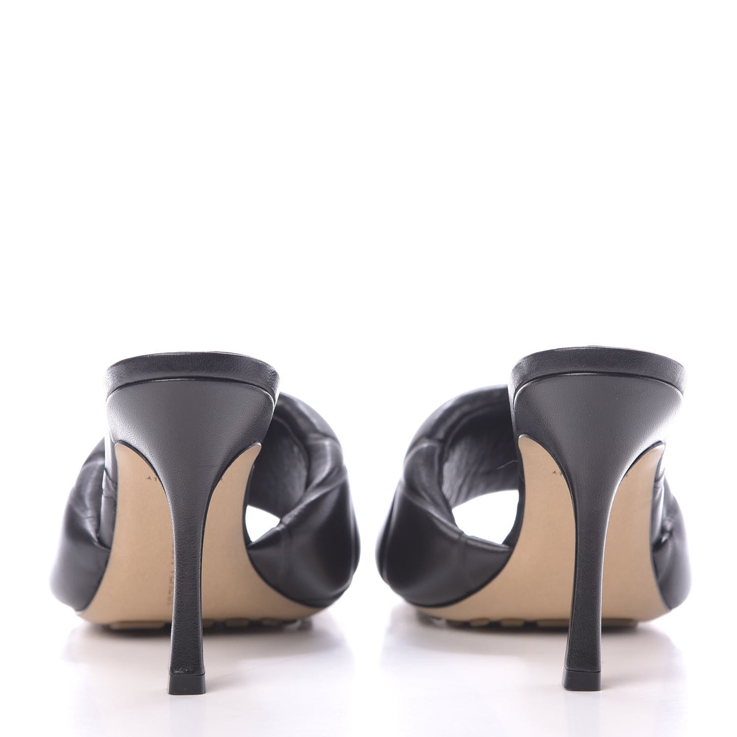 Nappa Quilted Rubber Lido Mule Sandals 38 Black
