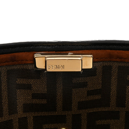 Fendi Camoscio Glazed Fabric FF 1974 Large Peekaboo X-Lite Cuoio Mogano Panna 5 of 8