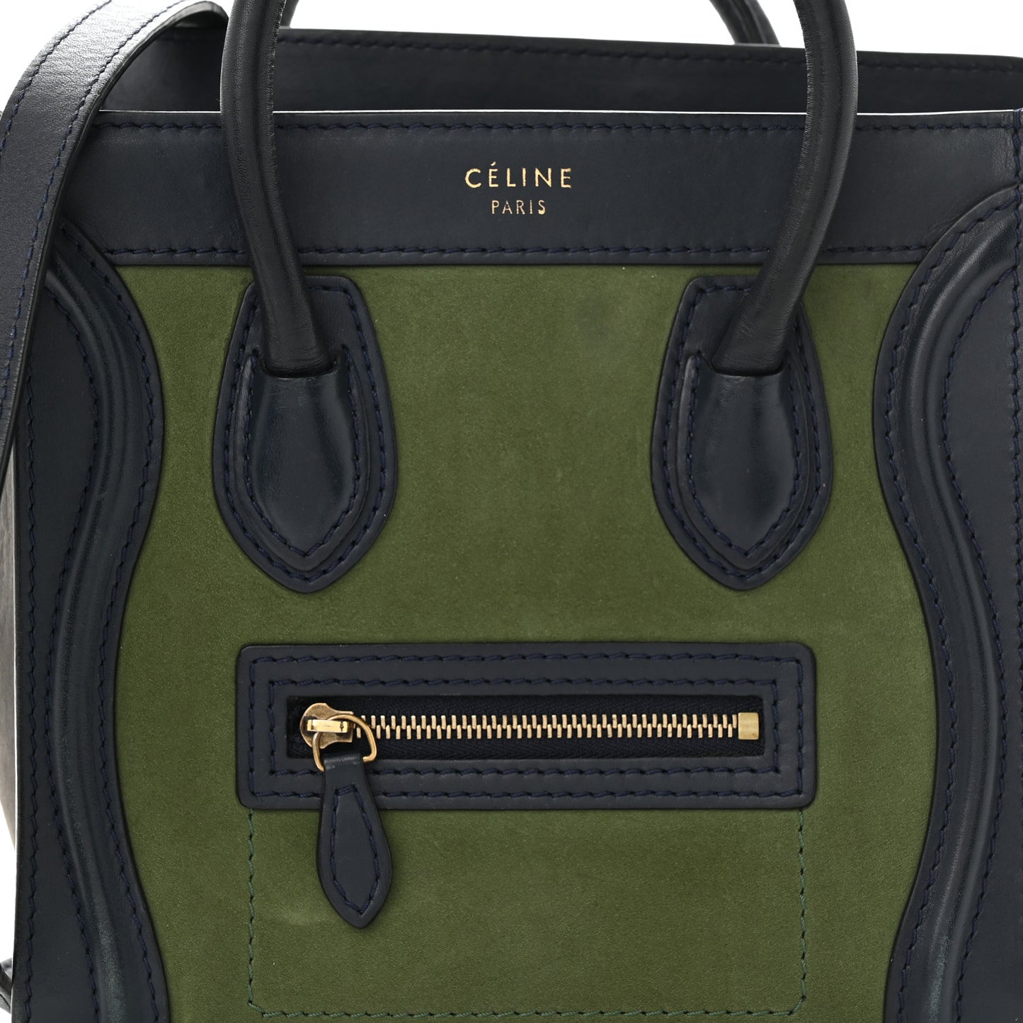Nubuck Smooth Calfskin Nano Tri-Color Luggage Green