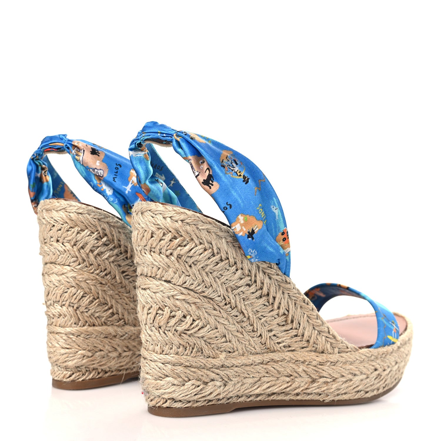 Christian Louboutin Satin Monica Du Desert 110 Espadrille Wedges 41 Blue Multicolor 4 of 8