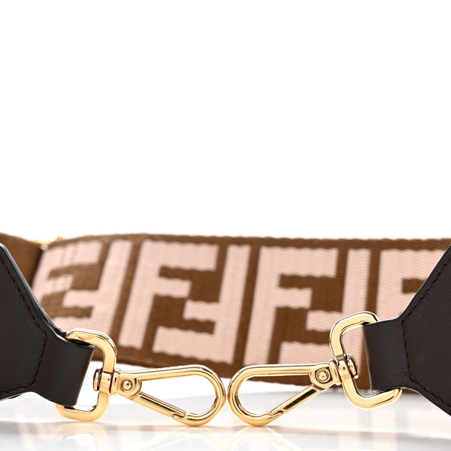 Ribbon Vitello Century FF 1974 Embroidered Adjustable Strap You Fango Rosa Confetto Chocolate