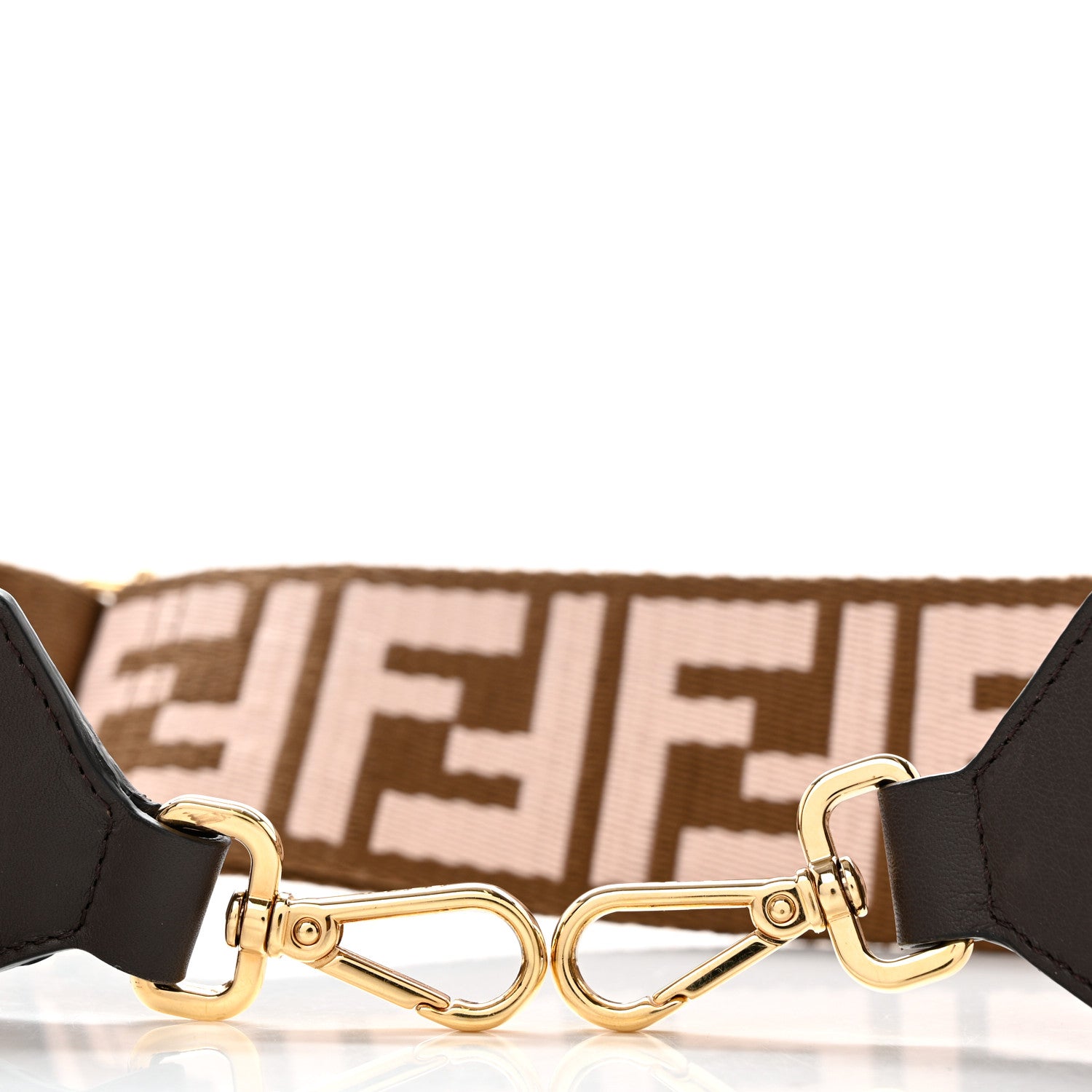 Fendi Ribbon Vitello Century FF 1974 Embroidered Adjustable Strap You Fango Rosa Confetto Chocolate 5 of 5