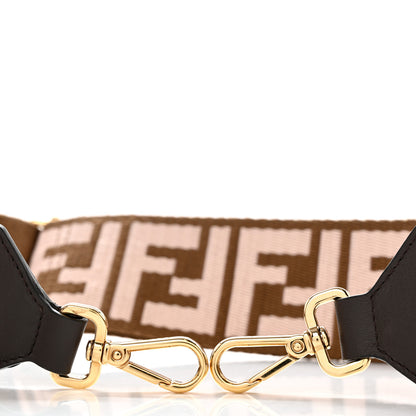 Fendi Ribbon Vitello Century FF 1974 Embroidered Adjustable Strap You Fango Rosa Confetto Chocolate 5 of 5