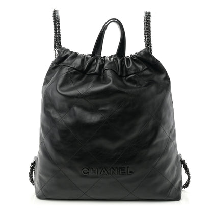 Chanel Shiny Calfskin Quilted Chanel 22 Backpack So Black 1 of 11